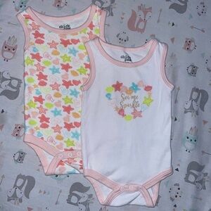 NEW! Chick Pea Pink and White Bodysuits with Playful Patterns 3-6 Month Baby